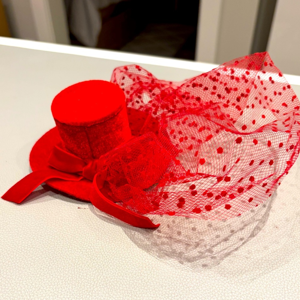 Red fascinator hair clip